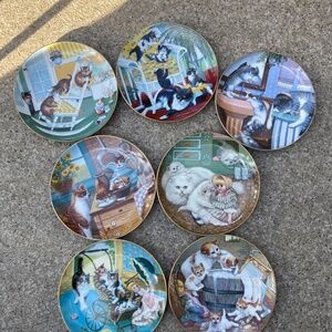 7 Country Kitties Limited Ed. Collector Plates by Gre' Gerardi, Hamilton 1988